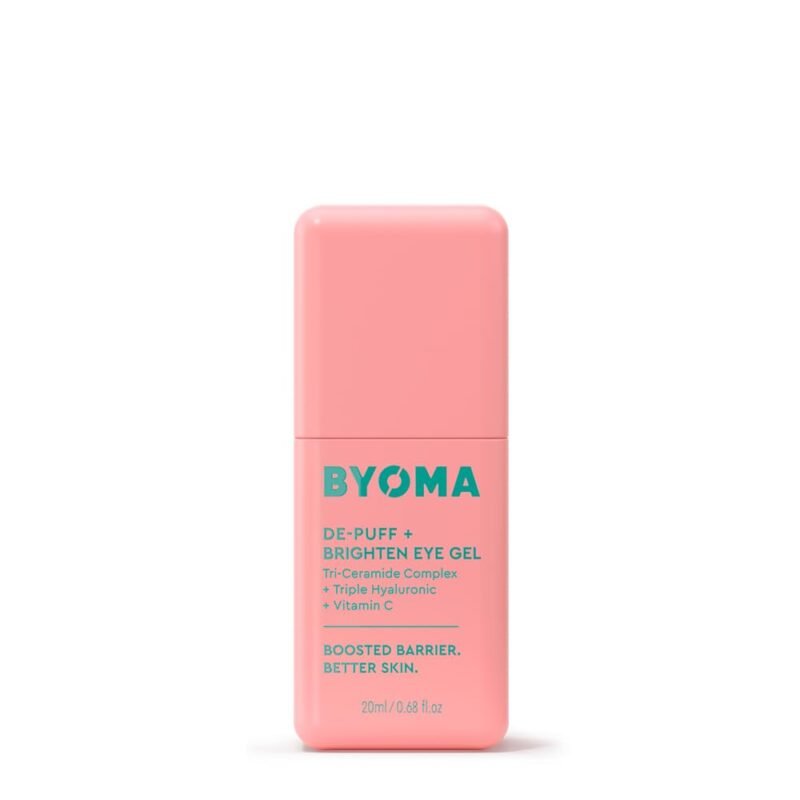 BYOMA De-Puff + Brighten Eye Gel - Lightweight Gel Eye Cream for Dark Circles, Puffiness & Wrinkles - Under Eye Cream With Hyaluronic Acid & Vitamin C - Barrier Repair Skincare - 0.68 fl. oz