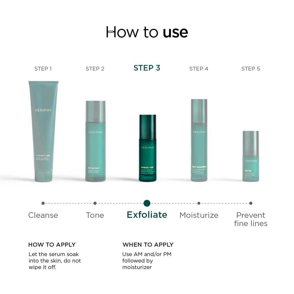 Veriphy Exfoliating AHA Facial Serum | Hydrating & Brightening Solution for Dark Spots, Fine Lines, and Wrinkles | Anti-Aging Hyaluronic Acid Serum for Face | Night Face Serum - Image 6