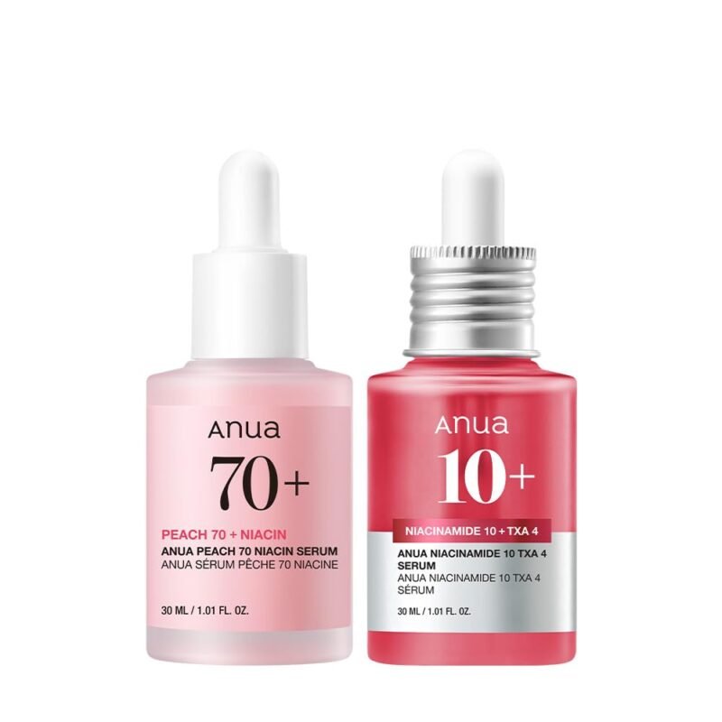 Anua 10% Niacinamide + 4% Tranexamic Acid Serum & Peach 70 Niacinamide Serum for Dull Skin, Skin Barrier, Fragrance-Free, Korean Skincare