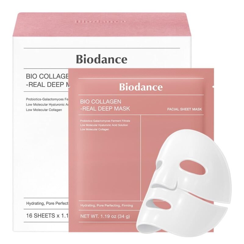 BIODANCE Bio-Collagen Real Deep Mask, Hydrating Overnight Hydrogel Mask, Pore Minimizing, Plumping, Elasticity Improvement, Korean Skincare, Stocking Stuffers for Teen Girls | 1.19oz(34g) x 16ea