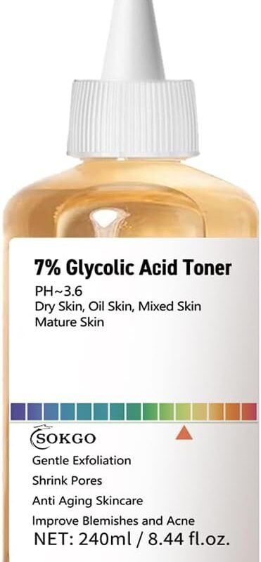 7% Glycolic Acid Exfoliating Toner, Exfoliating Facial Toner, Pore Minimizing Toner, Smooth Skin, Even Tone, Hydrating Formula