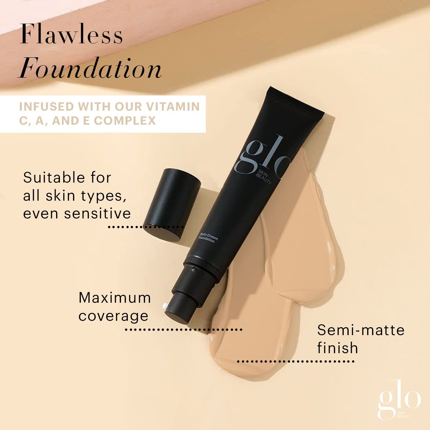 Glo Skin Beauty Satin Cream Foundation Makeup for Face, Natural Light - Full Coverage, Semi Matte Finish, Conceal Blemishes & Even Skin Tone - Image 2