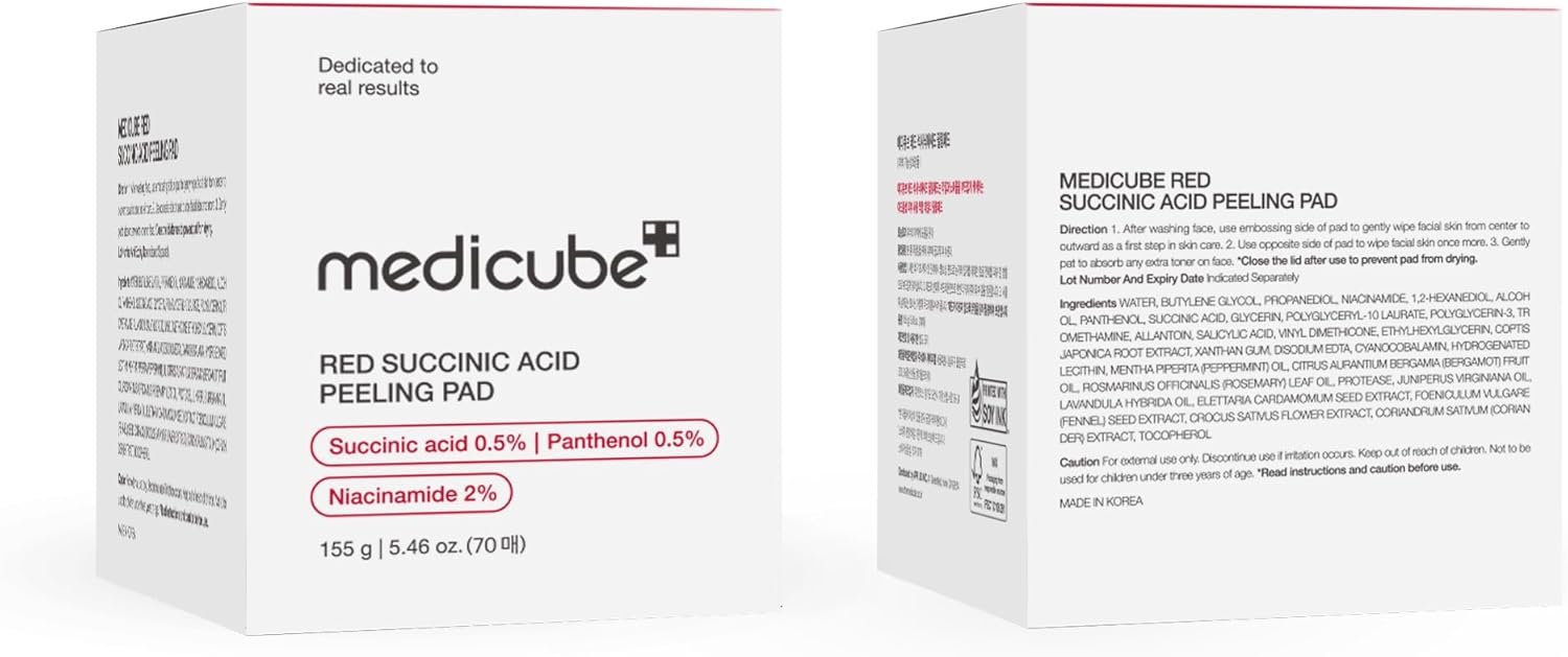 Medicube Red Succinic Acid Panthenol Facial Peeling Pads - Exfoliating Toner Pads for Breakout-Prone Skin with Niacinamide, AHA, BHA, and Soothing Panthenol - Non-Comedogenic - Image 8