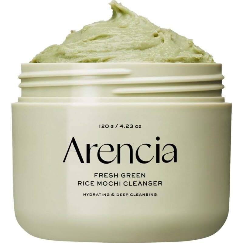 ARENCIA Korean Rice Mochi Face Cleanser - Face Wash, Gentle Scrub All in One for Deep Cleansing, Moisturizing, Pore Minimizing, Acne-Prone Skin, Removing Blackhead with Rice Water & Green Tea
