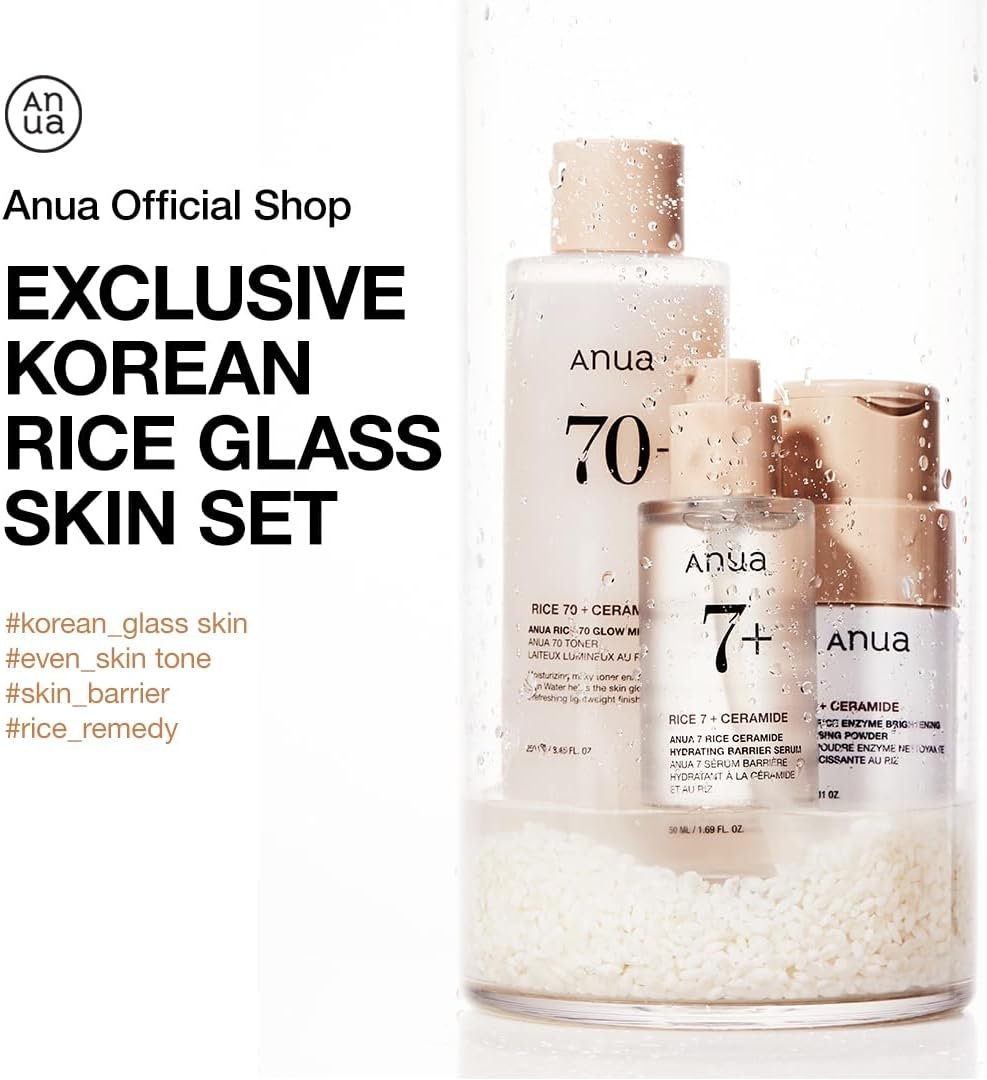 Anua Rice Trio Set : Rice Cleansing Powder & Milky Toner & Hydrating Serum, Marshmallow face mask maker, for Glass skin,Korean Skincare - Image 2