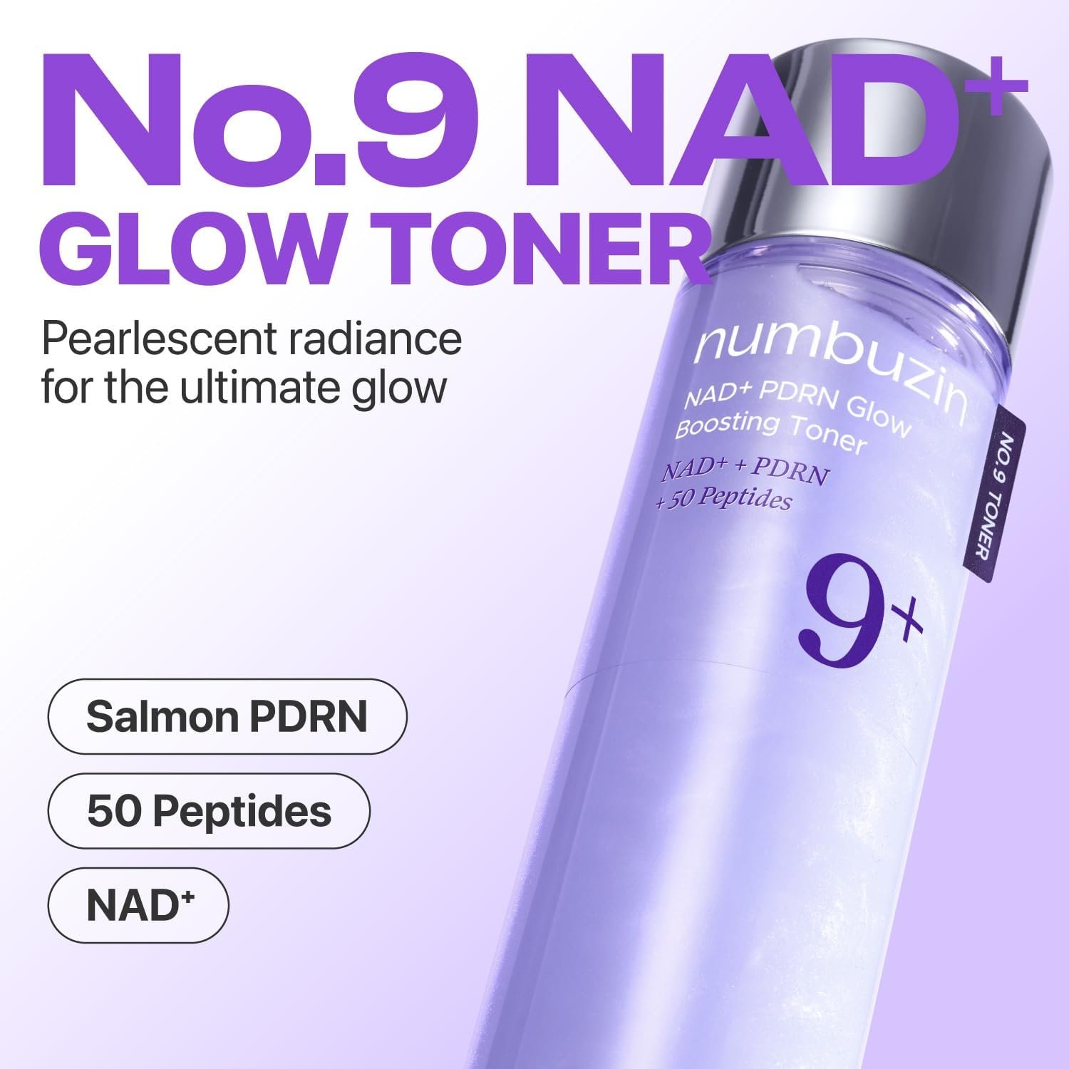 numbuzin No.9 Toner | NAD+ PDRN Glow Boosting Toner | Korean Skincare for Glowing, Firming, Wrinkles, Fine Lines | Salmon PDRN, Peptides | Essence for Aging, Dull Skin | 5.07 fl. Oz - Image 2