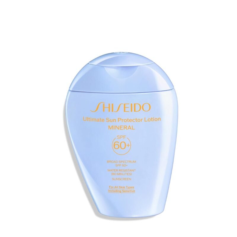 Shiseido Ultimate Sun Protector Lotion Mineral SPF 60+ - Sheer, Broad-Spectrum Sunscreen for Face & Body - Visibly Improves Fine Lines, Smoothness & Skin Tone - Fragrance Free, All Skin Types