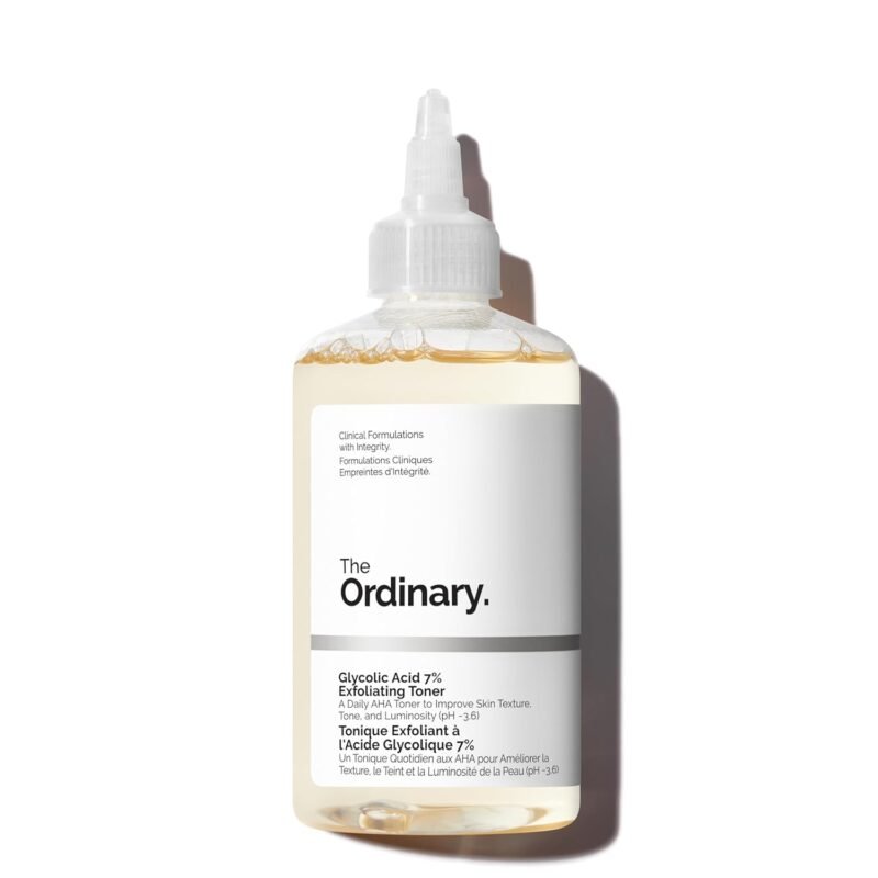 8OZ 240ML The Ordinary Glycolic Acid 7% Exfoliating Toner, Brightening and Smoothing Daily Toner for More Even-Looking Skin Tone