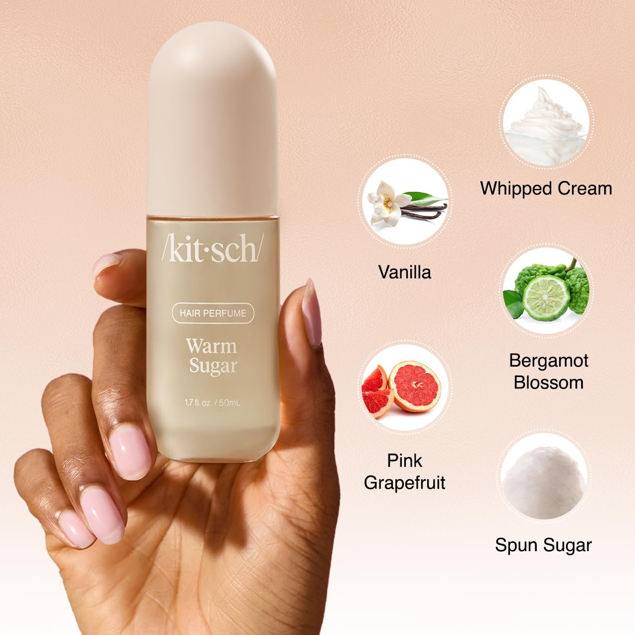 Kitsch Hair Perfume for Women - Warm Sugar | Clean, Deodorizing & Patented Odor-Eliminating Technology Hair Spray & Body Mist - Freshen Hair, Body & Pillows - Pink Grapefruit & Vanilla Scent - 50mL - Image 5