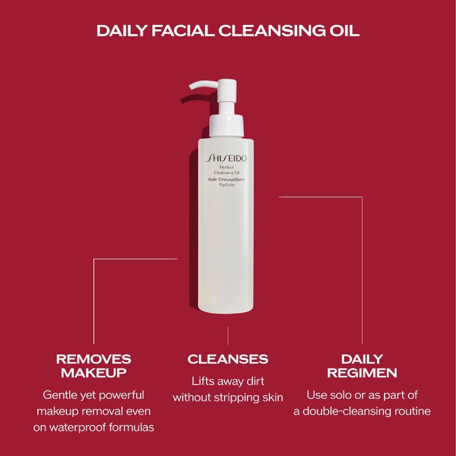 Shiseido Perfect Cleansing Oil - Lightweight Daily Cleanser for Soft, Dewy Skin - Removes Waterproof Makeup, Dirt & Impurities - Image 2