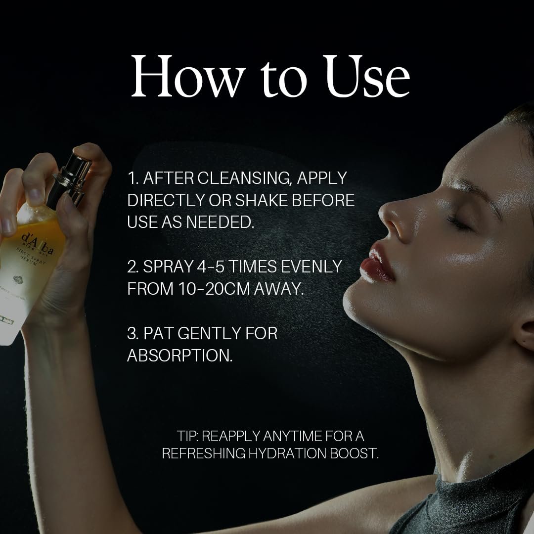 d'alba Piedmont Italian White Truffle First Spray Serum, Vegan Skin Care, Hydrating Face Moisturizer, Glow Serum for Radiant Skin, Non Comedogenic, All In One Mist (1.69 fl oz.) - Image 8