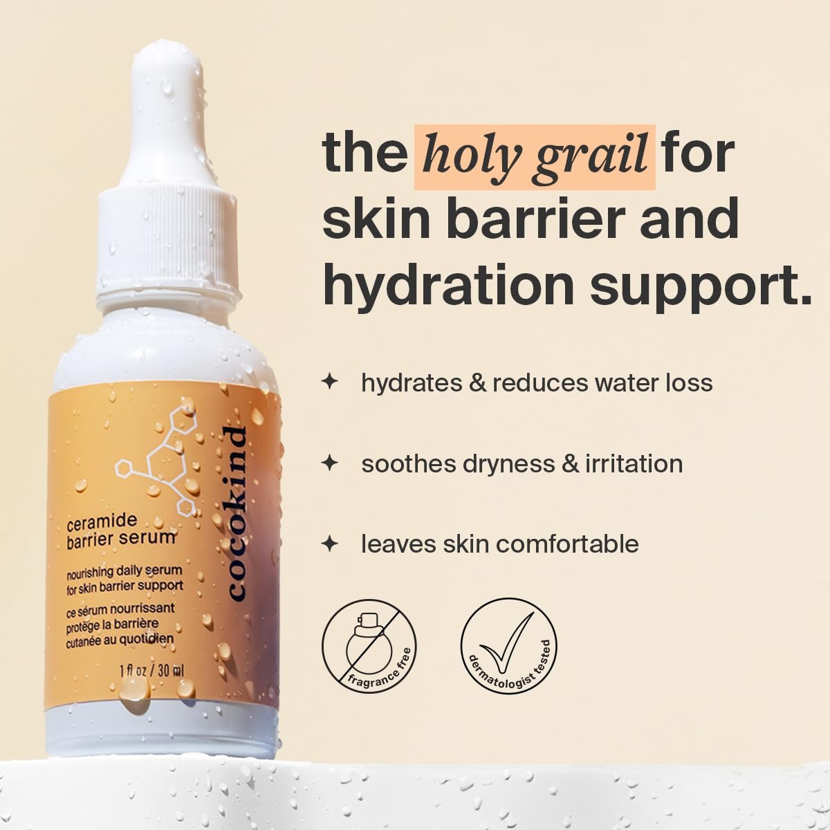 Cocokind Ceramide Barrier Serum, Hydrating Serum to Reduce Dryness, All Skin Types including Sensitive Skin, Fragrance Free, Cruelty Free, 1 fl oz - Image 2