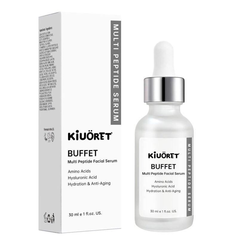 Buffet Peptides Serum for Face - 30ML Multi Peptide Facial Serum Reduces Wrinkles and Fine Lines - Peptide Serum with Hyaluronic Acid and Amino Acids for Hydration or Women & Men