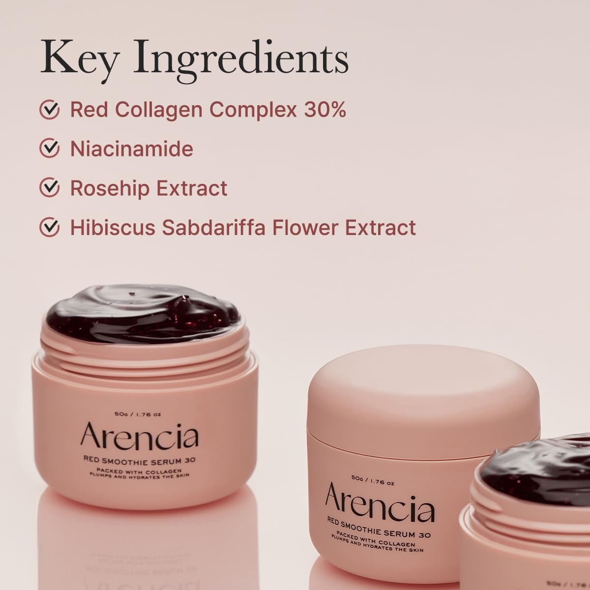 Arencia Overnight Red Smoothie Face Mask Serum, Glowing & Soothing with 30% red collagen, Niacinamide, Peptide, Vitamin E - Image 4