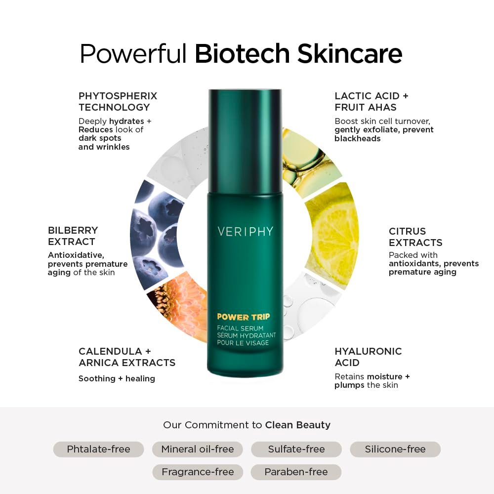 Veriphy Exfoliating AHA Facial Serum | Hydrating & Brightening Solution for Dark Spots, Fine Lines, and Wrinkles | Anti-Aging Hyaluronic Acid Serum for Face | Night Face Serum - Image 5