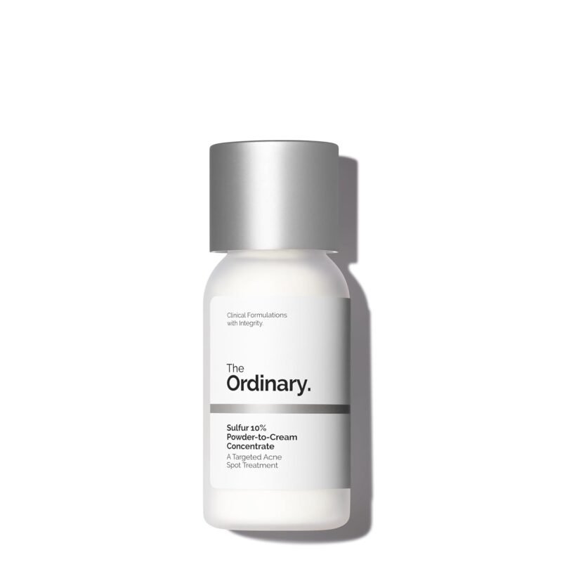 The Ordinary Sulfur 10% Powder-to-Cream Acne Spot Treatment Concentrate, Reduces Pimple Size and Zit Redness, 0.18 Oz