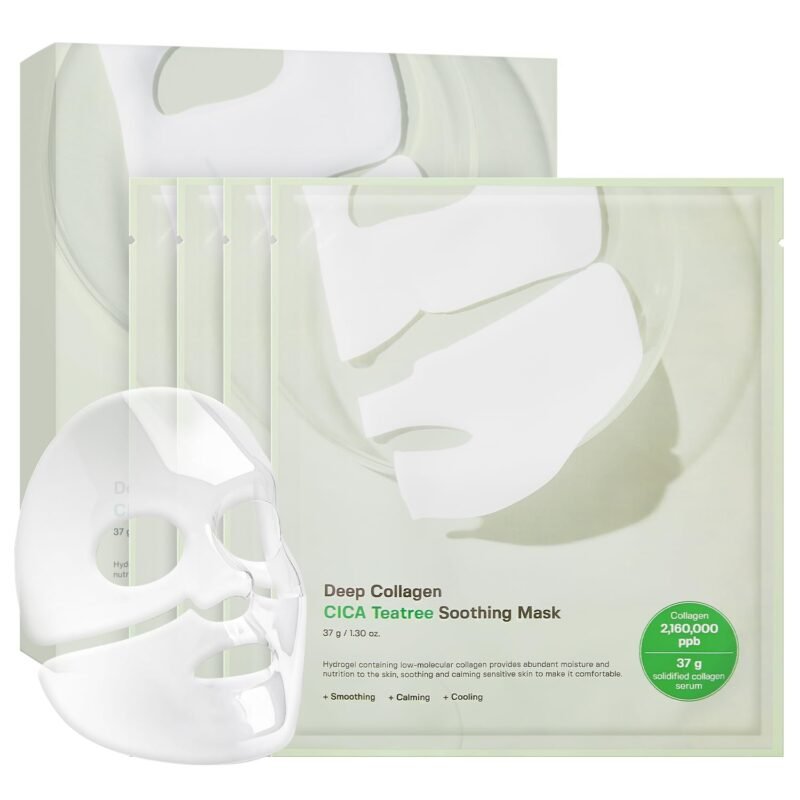 SUNGBOON EDITOR Deep Collagen CICA Tea tree Overnight Mask 37gx4ea | Real Collagen Face Mask with Tea tree & Centella | Acne Face Mask for Calming & Soothing | Korean Skin Care