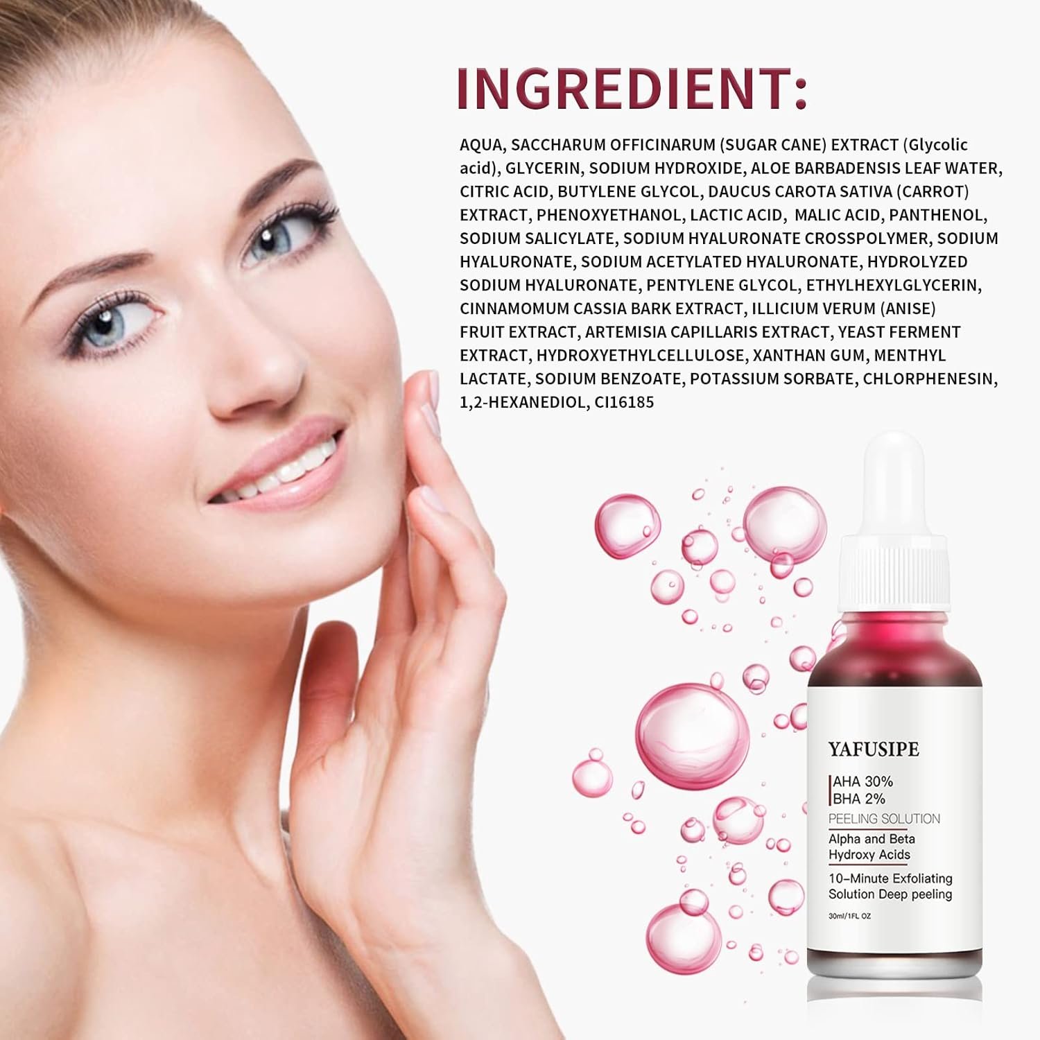 AHA 30% + BHA 2% Peeling Solution Exfoliating Chemical Skin Peel for Face at Home Facial Mask Red Peeling BHA Liquid Exfoliant Acid Peels Salicylic Acid Exfoliators Acid Peel for Face 1Floz - Image 7