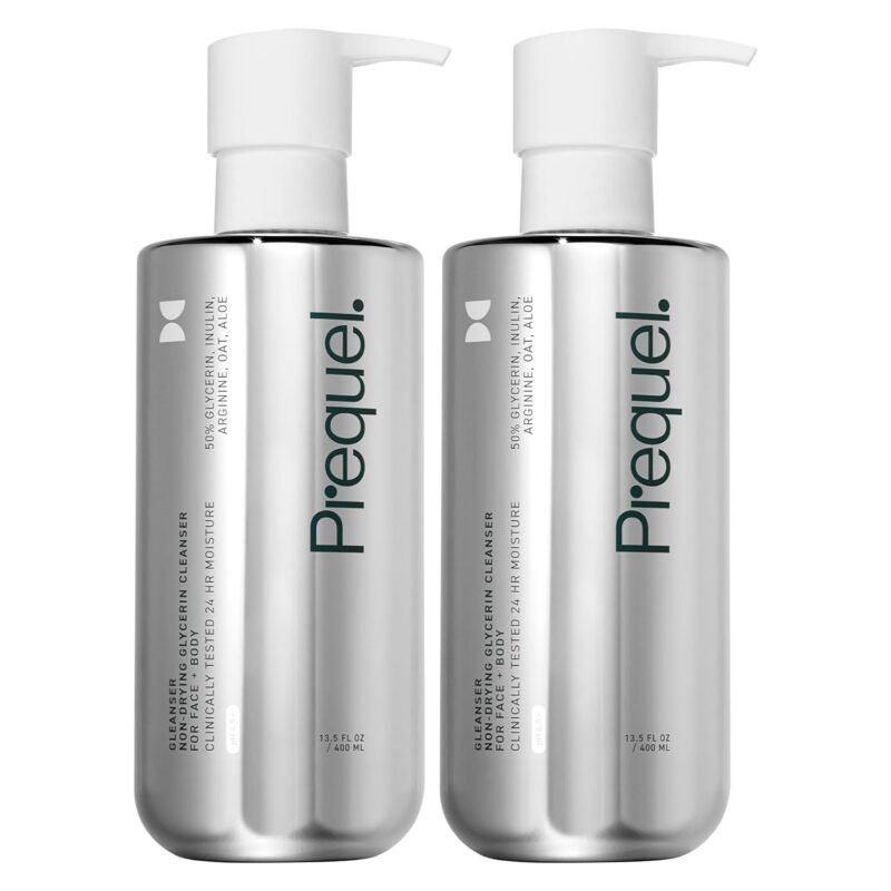 Prequel Skin Gleanser, Moisturizing Glycerin Face Wash, Professional Strength Face Cleanser for Women, Unscented Sensitive and Dry Skin Face Wash Pump Bottles - 6.75 fluid ounce (Pack of 2)