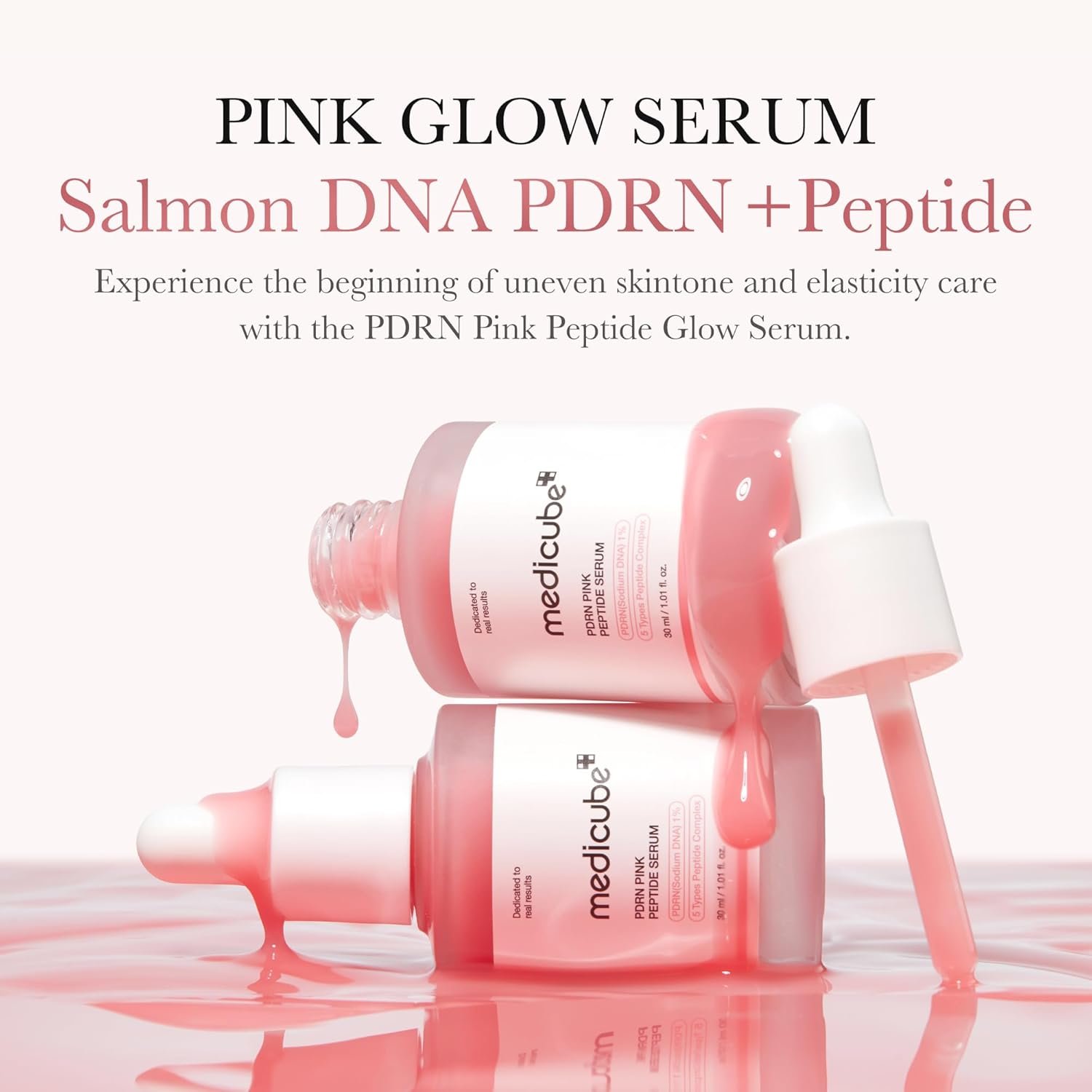 medicube Salmon DNA PDRN Pink Peptide Serum, Pink glow serum, Peptide, Niacinamide, Hydrating & Moisturizing & Firming, Uneven Skin Tone, Korean Skincare | 1.01 fl.oz. (1.01 fl.oz., Salmon DNA PDRN) - Image 3
