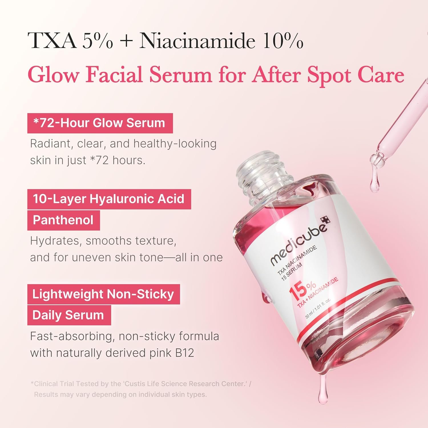 medicube TXA+Niacinamide 15% Glow Facial Serum for After Spot Care | All-in-One Daily Korean Skincare | Uneven Skin Tone, Texture, and Hydration Care | High-Potency Tranexamic Acid 5% | 1.01 fl.oz - Image 2
