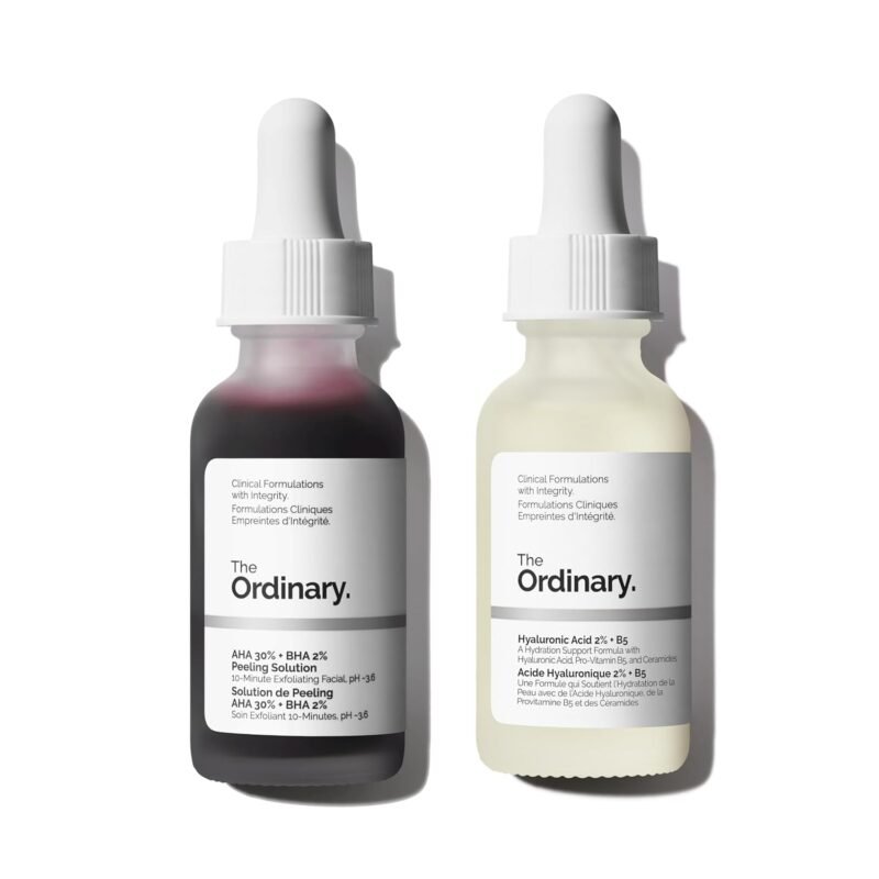 The Ordinary Bright & Hydrated Skincare Duo Set ?C AHA 30% + BHA 2% Peeling Solution & Hyaluronic Acid 2% + B5 ?C Exfoliates, Hydrates & Targets Blemishes ?C 1 Fl Oz Each, Vegan & Cruelty-Free