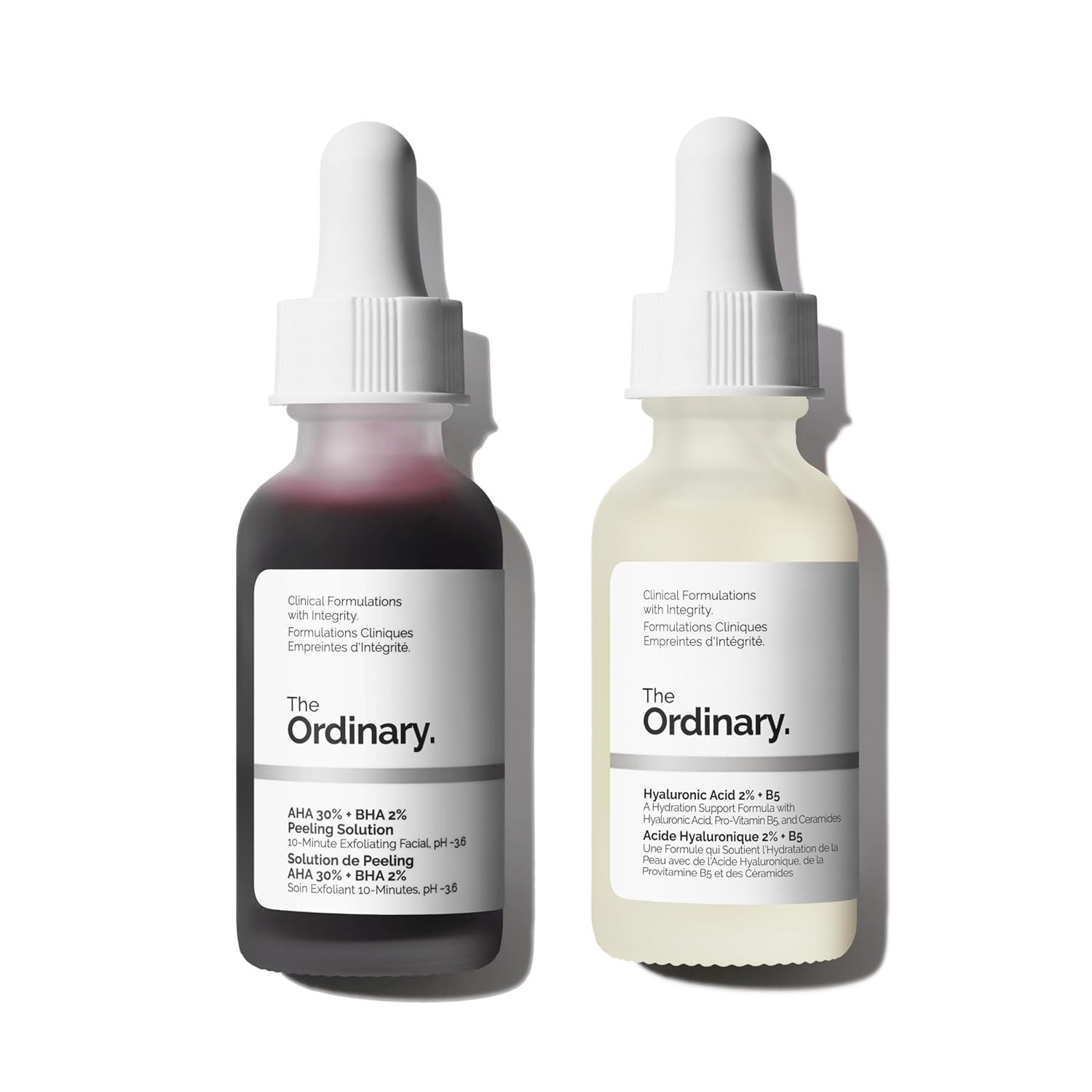 The Ordinary Bright & Hydrated Skincare Duo Set ?C AHA 30% + BHA 2% Peeling Solution & Hyaluronic Acid 2% + B5 ?C Exfoliates, Hydrates & Targets Blemishes ?C 1 Fl Oz Each, Vegan & Cruelty-Free