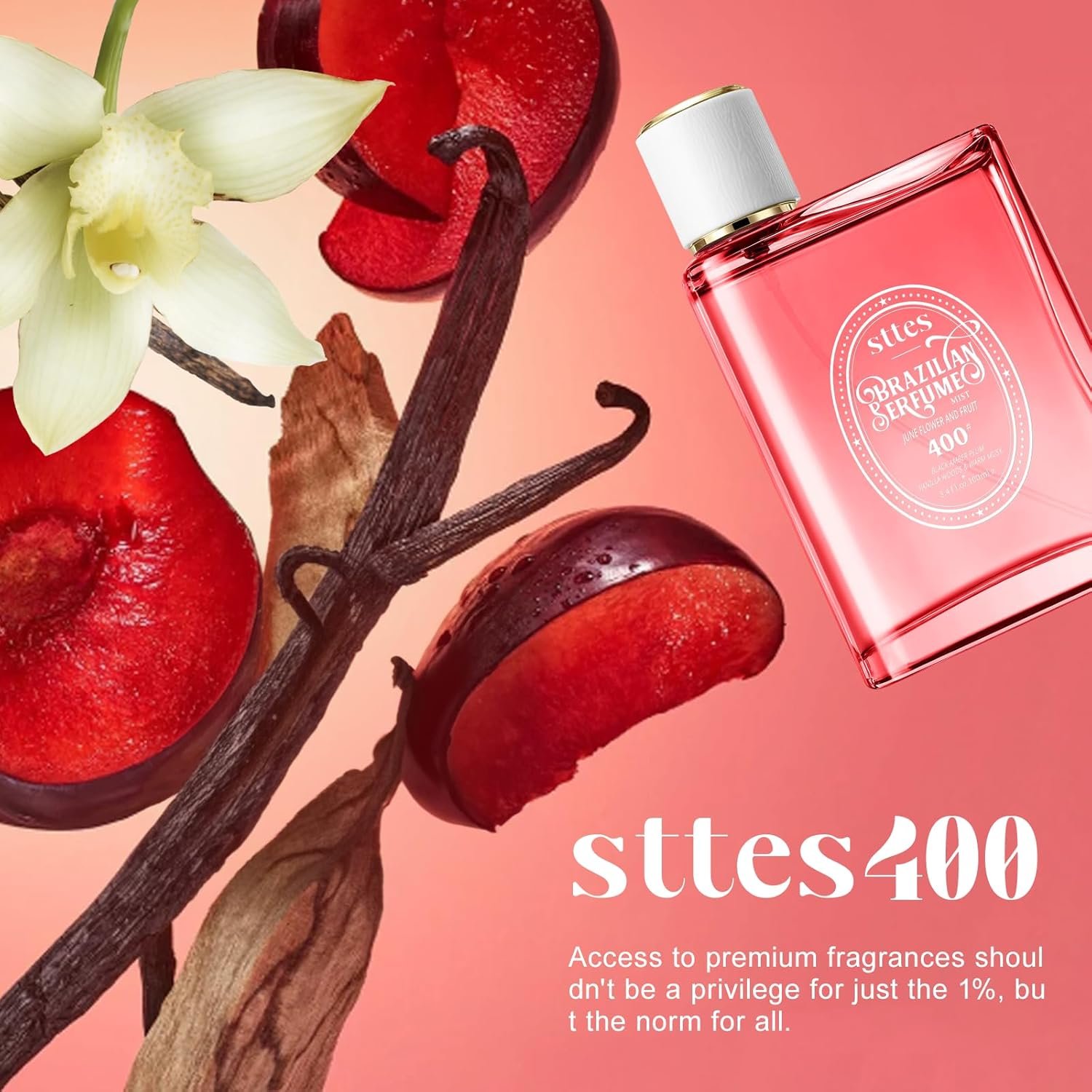 Sttes Perfume 400# (June Flower Fruit) - Eau de Perfume 100ml (3.4fl oz) Flower Fruit Gourmet Tune (Vanilla + Plum + Jasmine + Woody Tone) - Image 6