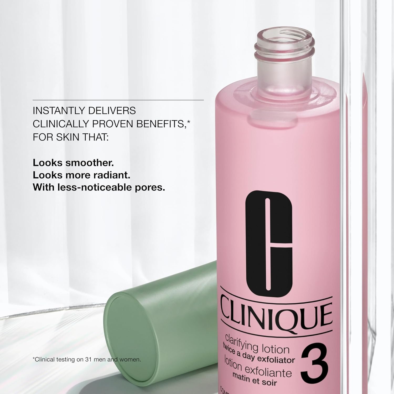 Clinique 3-Step Clarifying Lotion Face Exfoliator 3 | With Witch Hazel + Salicylic Acid | For Combination Oily Skin Types - Image 2