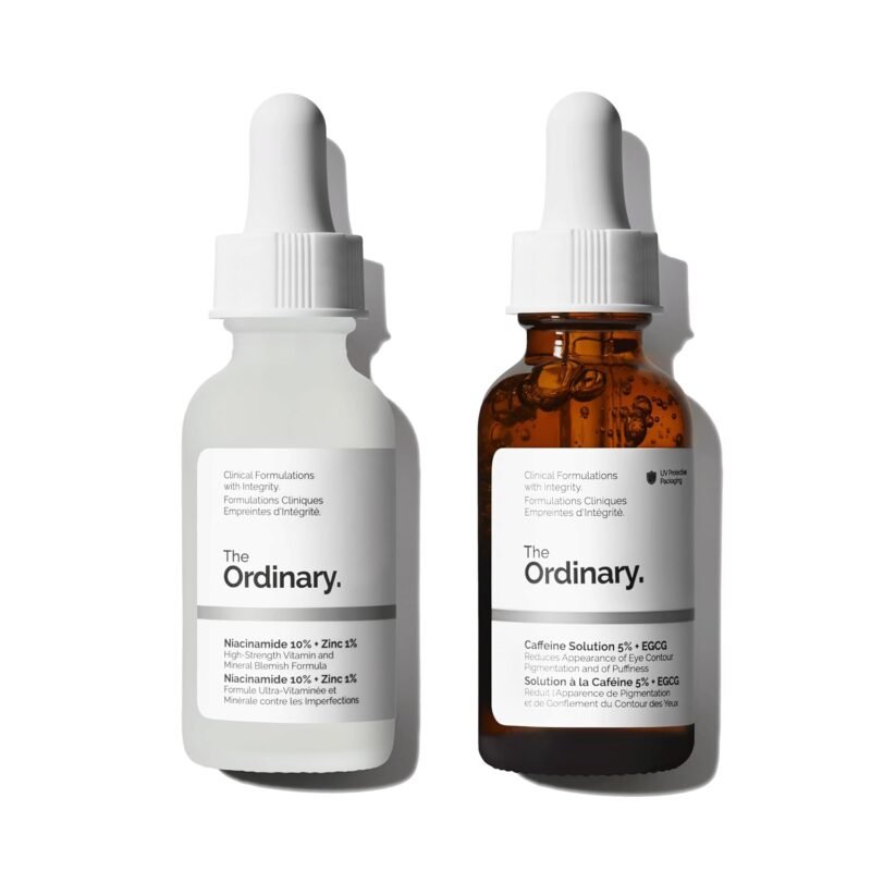 The Ordinary Dull Skin Duo- Skin Care Bundle Set for Face & Eye-Niacinamide 10% + Zinc 1% 1 Fl Oz, Caffeine Solution 5% + EGCG 1 Fl Oz