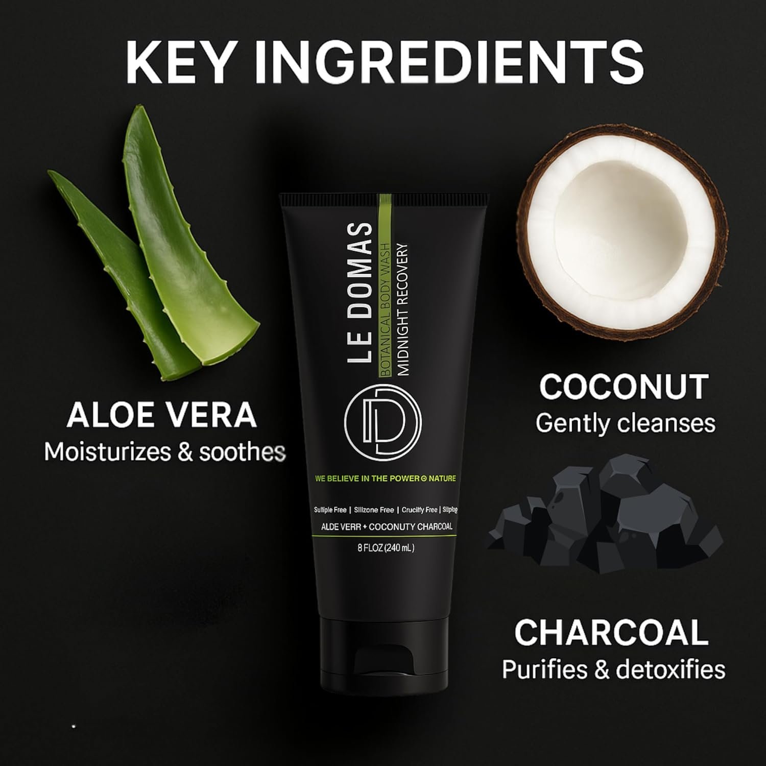 LEDOMAS Botanical Body Wash ?C Sulfate Free Plant Based Cleanser with Aloe & Vitamin E ?C Gentle Daily Shower Gel for Women & Men ?C Vegan, Moisturizing Body Care ?C 8 fl oz - Image 2