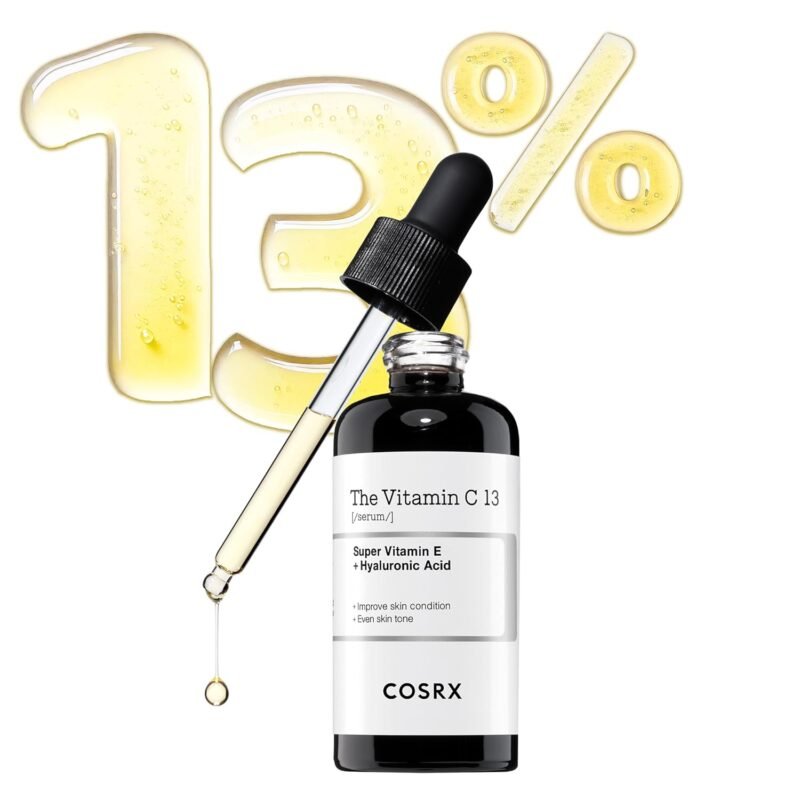 COSRX Pure Vitamin C 13% Serum with Vitamin E & Hyaluronic Acid, Hydrating Facial Serum for Fine Lines, Uneven Skin Tone & Dull Skin, 0.67fl.oz/20ml, Korean Skin Care