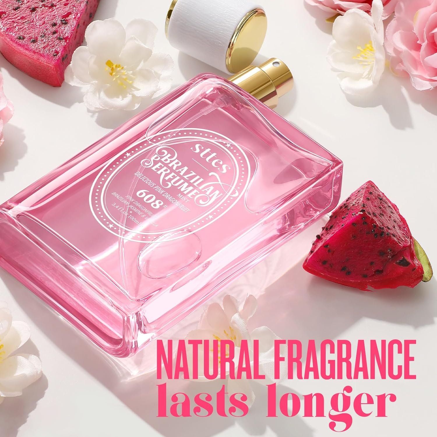 Sttes Perfume 608# (Delicious Pink Dragonfruit) - Eau de Perfume 100ml (3.4fl oz) Fruity and Floral (Vanilla + Jasmine + Red Pitaya) - Image 2