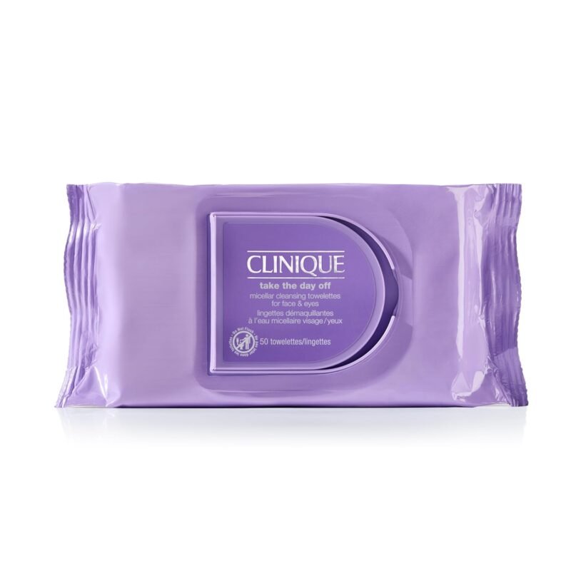 Clinique Take The Day Off Micellar Cleansing Makeup Remover Wipes For Face and Eyes | For All Skin Types | No Water Required | Perfect For Gym or Travel