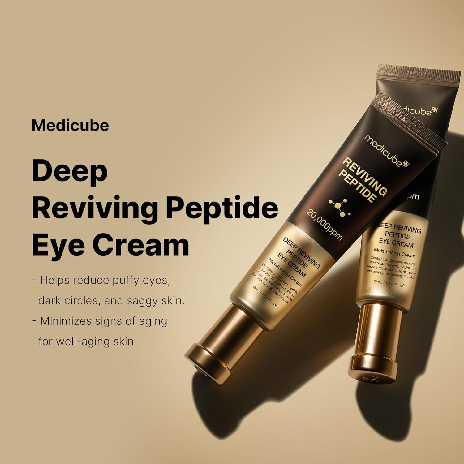 medicube Deep Reviving Peptide Eye Serum 1.01 Fl. Oz., | Eye Treatment Serum with Quadruple Peptides, Niacinamide, and Squalane | Reduces Signs of Aging and Fine Lines - Image 2