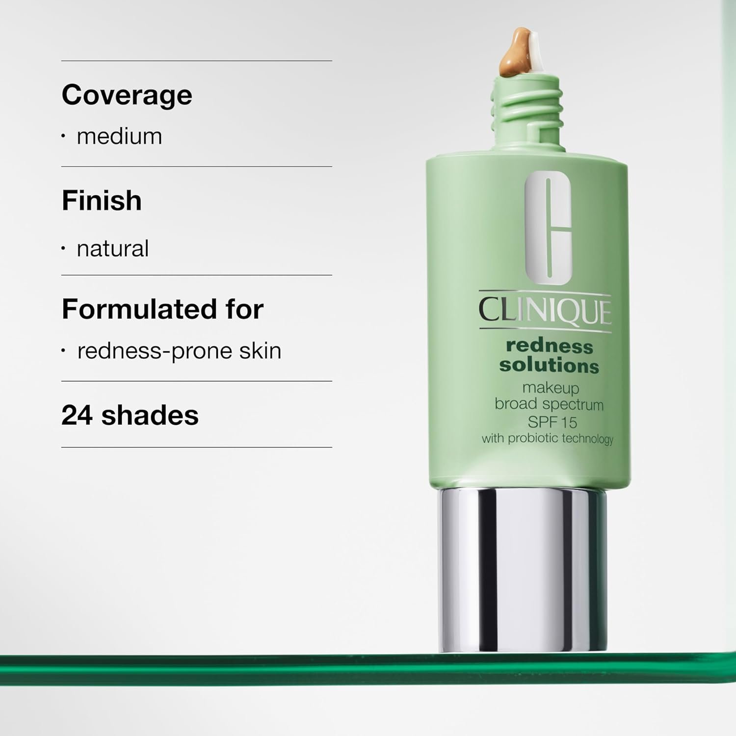 Clinique Redness Solutions Liquid Foundation Makeup Broad Spectrum SPF 15 With Probiotic Technology For Redness-Prone Skin| Medium Coverage + Natural Finish - Image 4