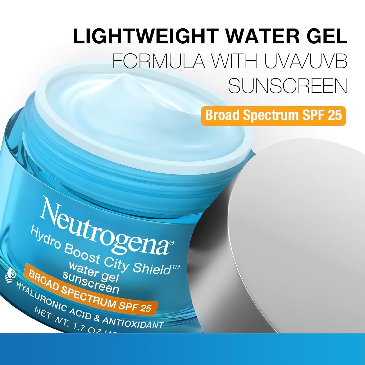 Neutrogena Hydro Boost City Shield Water Gel Face Moisturizer with Broad Spectrum SPF 25, Hydrating Facial Sunscreen with Hyaluronic Acid, Oil-Free and Non-Comedogenic Face Lotion, 1.7 oz - Image 5