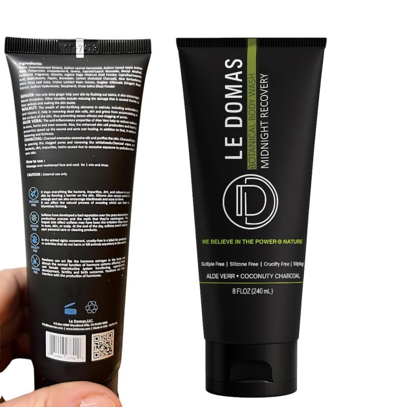 LEDOMAS Botanical Body Wash ?C Sulfate Free Plant Based Cleanser with Aloe & Vitamin E ?C Gentle Daily Shower Gel for Women & Men ?C Vegan, Moisturizing Body Care ?C 8 fl oz