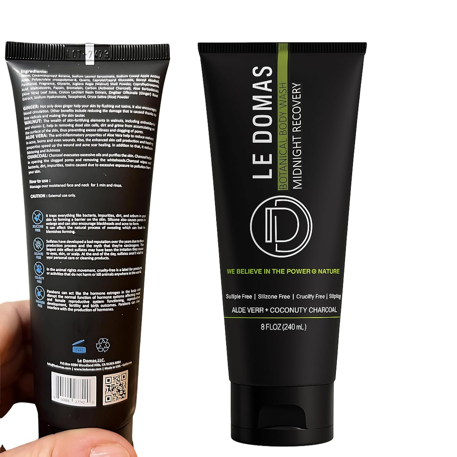 LEDOMAS Botanical Body Wash ?C Sulfate Free Plant Based Cleanser with Aloe & Vitamin E ?C Gentle Daily Shower Gel for Women & Men ?C Vegan, Moisturizing Body Care ?C 8 fl oz