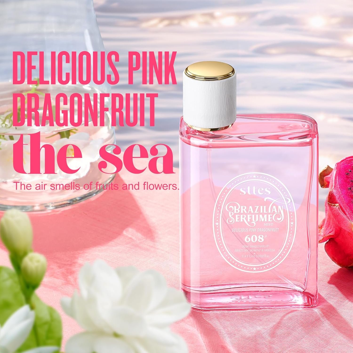 Sttes Perfume 608# (Delicious Pink Dragonfruit) - Eau de Perfume 100ml (3.4fl oz) Fruity and Floral (Vanilla + Jasmine + Red Pitaya) - Image 6