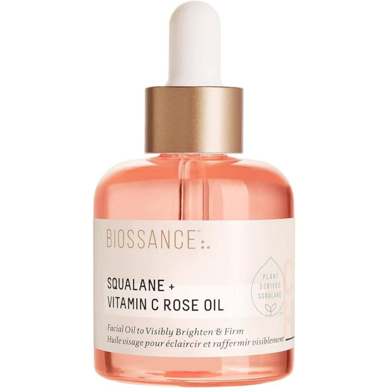 Biossance Squalane and Vitamin C Rose Oil. Facial Oil to Visibly Brighten, Hydrate, Firm and Reveal Radiant Skin 1.0 ounces