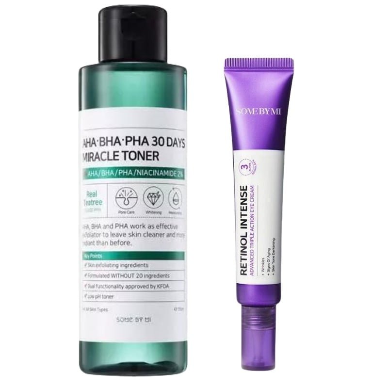 [SOME BY M-I] AHA BHA PHA 30 Days M-Iracle Toner (150ml) + SOME BY M-I Retinol Intense Advanced Triple Action Eye Cream 30ml